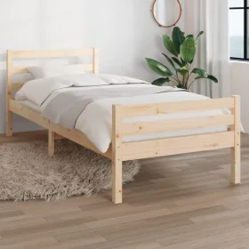 Solid wood bed frame 90x200 cm by vidaXL, Beds and slatted bases - Ref: Foro24-814804, Price: 96,69 €, Discount: %