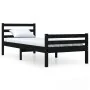 Black solid wood bed frame 100x200 cm by vidaXL, Beds and slatted bases - Ref: Foro24-814813, Price: 90,99 €, Discount: %