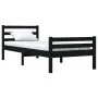 Black solid wood bed frame 100x200 cm by vidaXL, Beds and slatted bases - Ref: Foro24-814813, Price: 90,99 €, Discount: %
