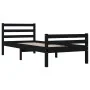 Black solid wood bed frame 100x200 cm by vidaXL, Beds and slatted bases - Ref: Foro24-814813, Price: 90,99 €, Discount: %