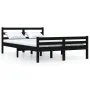 Black solid wood bed frame King Size 150x200 cm by vidaXL, Beds and slatted bases - Ref: Foro24-814828, Price: 123,44 €, Disc...