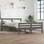 Estructura de cama de madera maciza gris 160x200 cm de vidaXL, Camas y somieres - Ref: Foro24-814831, Precio: 131,82 €, Descu...