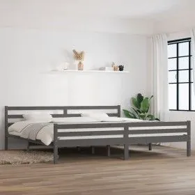 Grauer Massivholzbettrahmen 200x200 cm von vidaXL, Betten und Lattenroste - Ref: Foro24-814841, Preis: 102,54 €, Rabatt: %