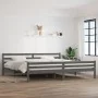 Gray solid wood bed frame 200x200 cm by vidaXL, Beds and slatted bases - Ref: Foro24-814841, Price: 102,54 €, Discount: %