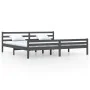 Gray solid wood bed frame 200x200 cm by vidaXL, Beds and slatted bases - Ref: Foro24-814841, Price: 102,54 €, Discount: %