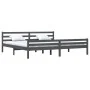 Grauer Massivholzbettrahmen 200x200 cm von vidaXL, Betten und Lattenroste - Ref: Foro24-814841, Preis: 102,54 €, Rabatt: %