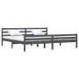 Gray solid wood bed frame 200x200 cm by vidaXL, Beds and slatted bases - Ref: Foro24-814841, Price: 102,54 €, Discount: %
