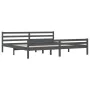 Gray solid wood bed frame 200x200 cm by vidaXL, Beds and slatted bases - Ref: Foro24-814841, Price: 102,54 €, Discount: %