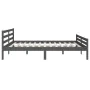 Gray solid wood bed frame 200x200 cm by vidaXL, Beds and slatted bases - Ref: Foro24-814841, Price: 102,54 €, Discount: %