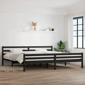 Black solid wood bed frame 200x200 cm by vidaXL, Beds and slatted bases - Ref: Foro24-814843, Price: 125,71 €, Discount: %