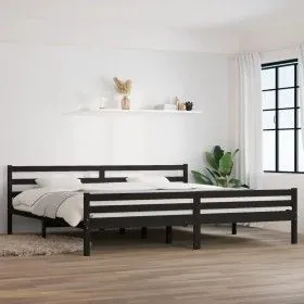 Schwarzer Massivholzbettrahmen 200x200 cm von vidaXL, Betten und Lattenroste - Ref: Foro24-814843, Preis: 125,71 €, Rabatt: %