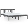 Gray solid wood bed frame 140x190 cm by vidaXL, Beds and slatted bases - Ref: Foro24-814866, Price: 95,52 €, Discount: %