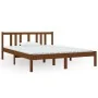 Honigbrauner Massivholzbettrahmen 140x190 cm von vidaXL, Betten und Lattenroste - Ref: Foro24-814867, Preis: 135,29 €, Rabatt: %