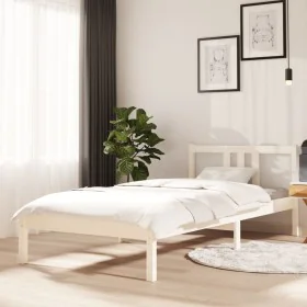 White solid wood bed frame 90x200 cm by vidaXL, Beds and slatted bases - Ref: Foro24-814870, Price: 77,44 €, Discount: %