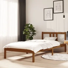 Honey brown solid wood bed frame 90x200 cm by vidaXL, Beds and slatted bases - Ref: Foro24-814872, Price: 77,08 €, Discount: %
