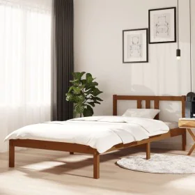 Estructura de cama madera maciza marrón miel 100x200 cm de vidaXL, Camas y somieres - Ref: Foro24-814877, Precio: 104,41 €, D...