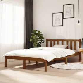 Honey brown solid wood bed frame 120x200 cm by vidaXL, Beds and slatted bases - Ref: Foro24-814882, Price: 138,59 €, Discount: %