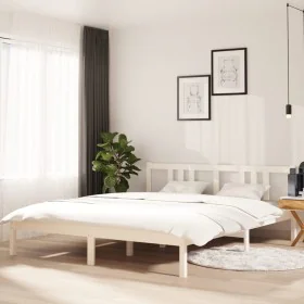 White solid wood bed frame 160x200 cm by vidaXL, Beds and slatted bases - Ref: Foro24-814895, Price: 101,48 €, Discount: %