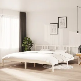 White solid wood bed frame 200x200 cm by vidaXL, Beds and slatted bases - Ref: Foro24-814905, Price: 95,78 €, Discount: %