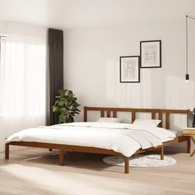 Estructura de cama madera maciza marrón miel 200x200 cm de vidaXL, Camas y somieres - Ref: Foro24-814907, Precio: 159,05 €, D...