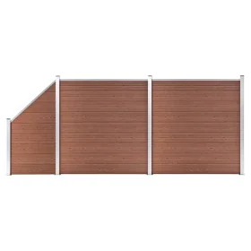 Zaunset 2 quadratisch + 1 schräg WPC braun 446x186 cm von vidaXL, Zaunpaneele - Ref: Foro24-3053216, Preis: 914,11 €, Rabatt: %