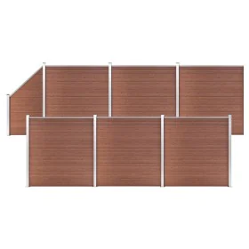 Fence set 6 square + 1 oblique WPC brown 1138x186 cm by vidaXL, fence panels - Ref: Foro24-3053220, Price: 2,00 €, Discount: %