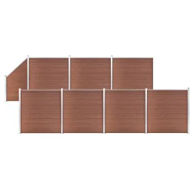 Fence set 7 square + 1 oblique WPC brown 1311x186 cm by vidaXL, fence panels - Ref: Foro24-3053221, Price: 2,00 €, Discount: %