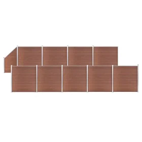 Set de valla 9 cuadradas + 1 oblicua WPC marrón 1657x186 cm de vidaXL, Paneles de vallas - Ref: Foro24-3053223, Precio: 3,00 ...