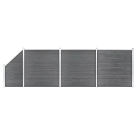 Zaunset 3 quadratisch + 1 schräg grau WPC 619x186 cm von vidaXL, Zaunpaneele - Ref: Foro24-3053235, Preis: 1,00 €, Rabatt: %