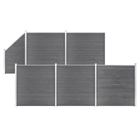 Set aus 5 quadratischen Zäunen + 1 schrägen WPC-Grau 965x186 cm von vidaXL, Zaunpaneele - Ref: Foro24-3053237, Preis: 1,00 €,...