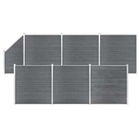 Set von 6 quadratischen + 1 schrägen WPC grauen Zaun 1138x186 cm von vidaXL, Zaunpaneele - Ref: Foro24-3053238, Preis: 2,00 €...