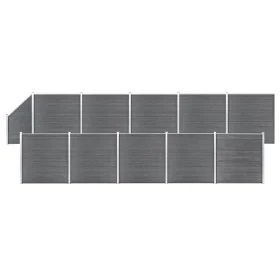 Zaunset 10 quadratisch + 1 schräg WPC grau 1830x186 cm von vidaXL, Zaunpaneele - Ref: Foro24-3053242, Preis: 3,00 €, Rabatt: %