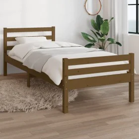 Honey brown solid wood bed frame 75x190 cm by vidaXL, Beds and slatted bases - Ref: Foro24-814782, Price: 98,03 €, Discount: %