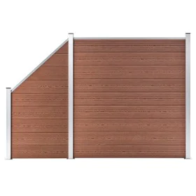 Zaunset 1 quadratisch + 1 schräg WPC braun 273x186 cm von vidaXL, Zaunpaneele - Ref: Foro24-3054430, Preis: 563,11 €, Rabatt: %