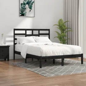 Black solid wood bed frame 140x190 cm by vidaXL, Beds and slatted bases - Ref: Foro24-3105779, Price: 157,91 €, Discount: %