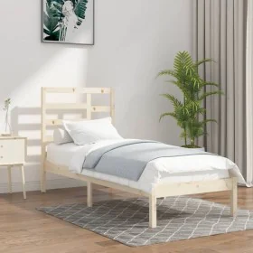 Solid pine wood bed frame 90x200 cm by vidaXL, Beds and slatted bases - Ref: Foro24-3105780, Price: 81,11 €, Discount: %