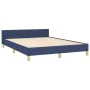 Bed frame with blue fabric headboard 140x190 cm by vidaXL, Beds and slatted bases - Ref: Foro24-347413, Price: 141,45 €, Disc...