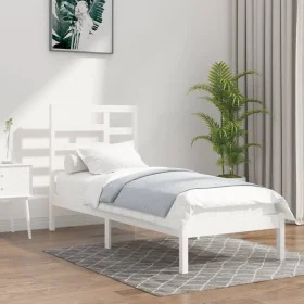 Solid white pine wood bed frame 100x200 cm by vidaXL, Beds and slatted bases - Ref: Foro24-3105786, Price: 96,12 €, Discount: %