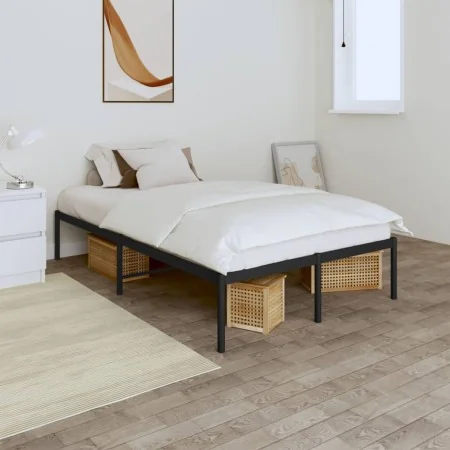 Estructura de cama de metal negro 120x190 cm de vidaXL, Camas y somieres - Ref: Foro24-350843, Precio: 114,05 €, Descuento: %