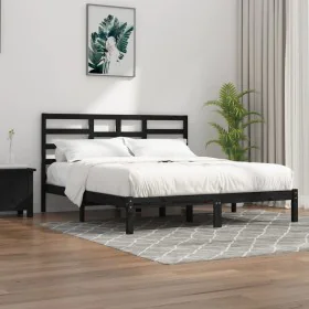 Solid black pine wood bed frame 200x200 cm by vidaXL, Beds and slatted bases - Ref: Foro24-3105819, Price: 157,02 €, Discount: %
