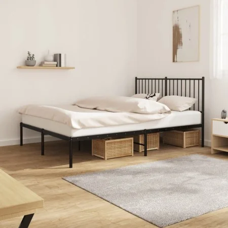 Bettgestell mit schwarzem Metallkopfteil 140x190 cm von vidaXL, Betten und Lattenroste - Ref: Foro24-350864, Preis: 89,76 €, ...