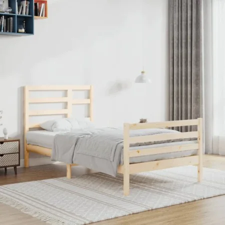 Solid wood bed frame 90x200 cm by vidaXL, Beds and slatted bases - Ref: Foro24-3105845, Price: 93,70 €, Discount: %