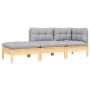 Garden furniture set 3 pieces with gray cushions solid pine wood by vidaXL, Modular outdoor sofas - Ref: Foro24-806663, Price...