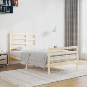 Solid wood bed frame 100x200 cm by vidaXL, Beds and slatted bases - Ref: Foro24-3105850, Price: 104,87 €, Discount: %