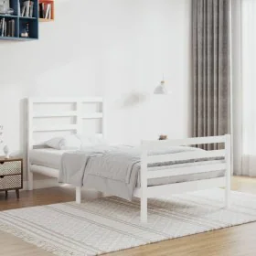 Solid white pine wood bed frame 100x200 cm by vidaXL, Beds and slatted bases - Ref: Foro24-3105851, Price: 109,13 €, Discount: %