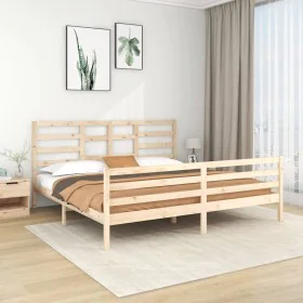 Solid wood bed frame 200x200 cm by vidaXL, Beds and slatted bases - Ref: Foro24-3105880, Price: 141,16 €, Discount: %