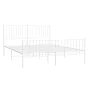 Estructura cama metal con cabecero y estribo blanco 150x200 cm de vidaXL, Camas y somieres - Ref: Foro24-350951, Precio: 92,7...