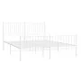 Metal bed frame with headboard and white footboard 150x200 cm by vidaXL, Beds and slatted bases - Ref: Foro24-350951, Price: ...