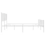Estructura cama metal con cabecero y estribo blanco 150x200 cm de vidaXL, Camas y somieres - Ref: Foro24-350951, Precio: 92,7...