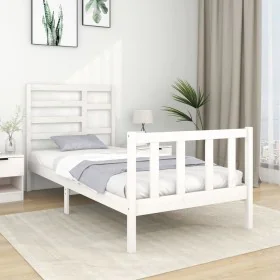 Weißer Einzelbettrahmen aus Massivholz, 90 x 190 cm von vidaXL, Betten und Lattenroste - Ref: Foro24-3105891, Preis: 103,64 €...